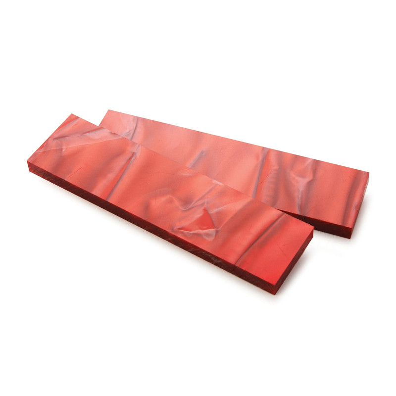 Acrylic Knife Scales - 1-1/2" W x 6" L - Pair - Color:Red Rage - Thickness:3/8"
